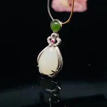 Ожерелье с кулоном в виде капли воды из натурального хотанского белого нефрита, Подарочный кулон для женщин, хорошее ювелирное изделие, очаровательный подарок