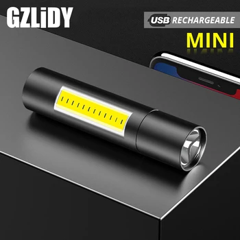 

Portable LED Flashlight Mini USB Rechargeable COB Torch Super Bright 3 Modes Zoomable Outdoor Camping Light Waterproof Work Lamp