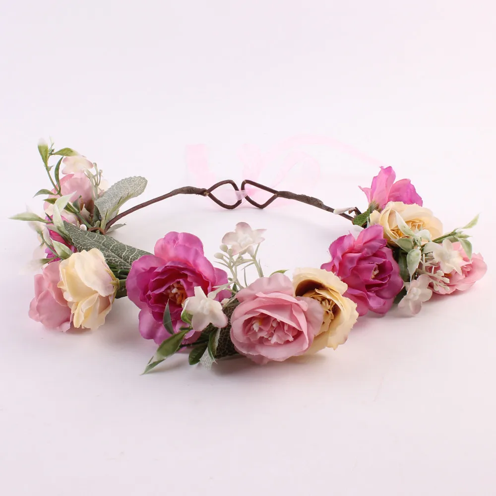 Baby Headband Fashion Baby Kids Handmade Rose Flower Headband Hairband Wreath Flower Girls Turban Hair Accessories