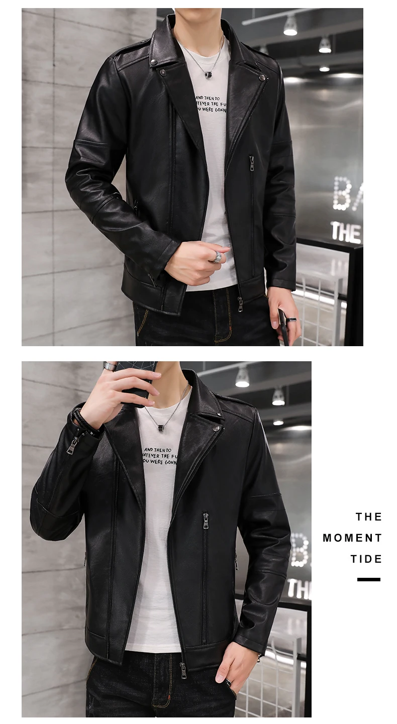Зимняя кожаная куртка, новая трендовая мотоциклетная куртка в Корейском стиле из искусственной кожи, зимняя куртка из искусственной кожи для мужчин, A521-819