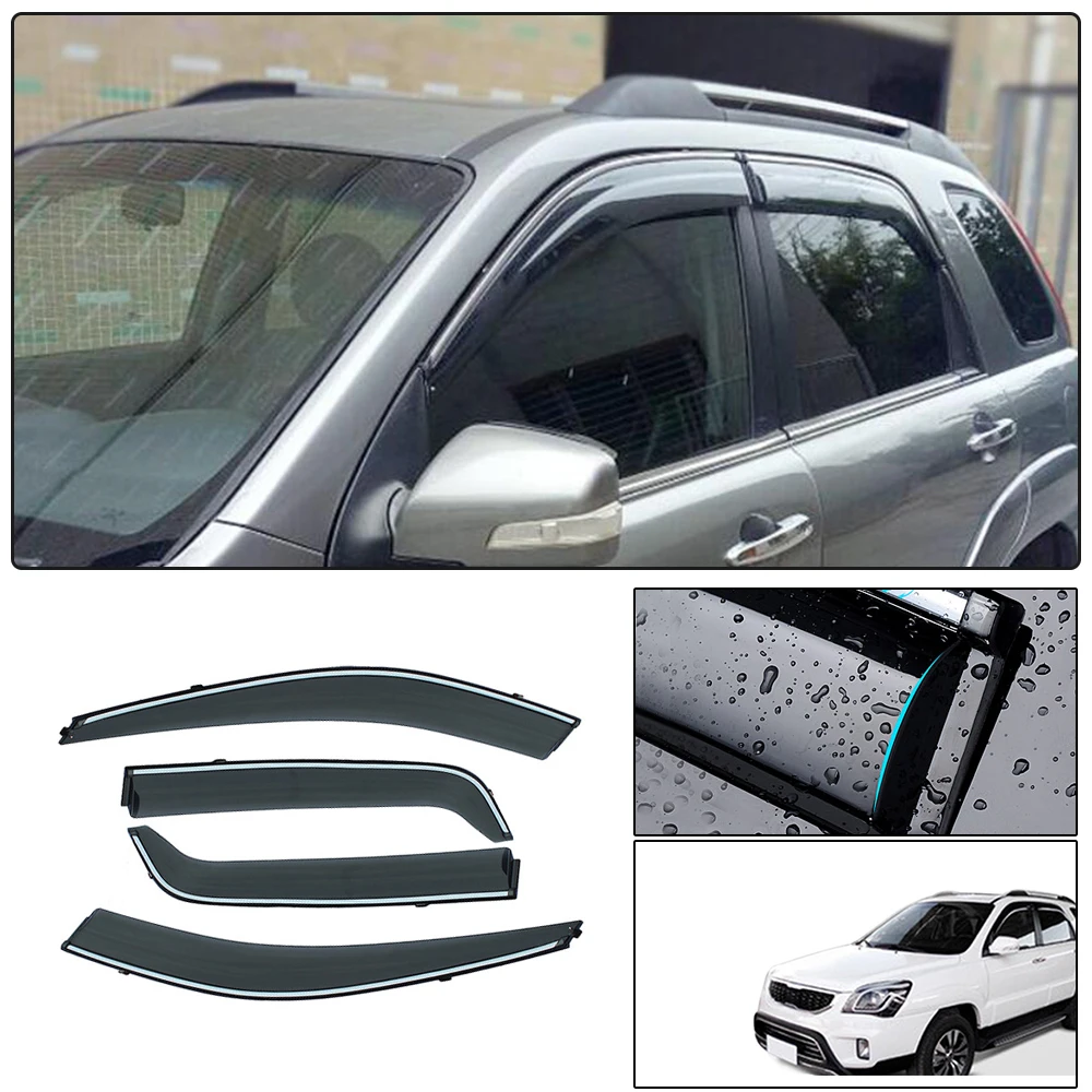 JDM Visor Deflector 4pcs OutChannel Rain Guard For Kia Sportage 2011