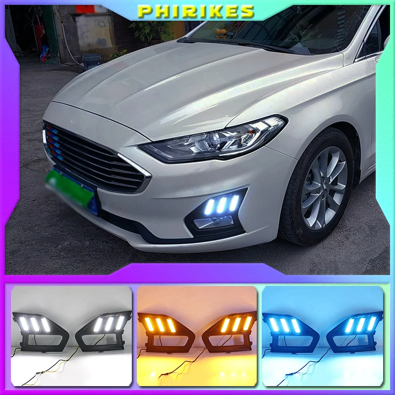 

For Ford Mondeo Fusion 2019 2020 Yellow Turning Signal Relay Waterproof Car DRL Lamp LED Daytime Running Light