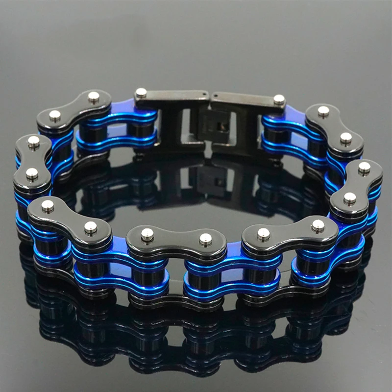 

Buy one and send one bracelet men punk motorcycle knight stainless steel biker men's Jewelry bicycle bracelets blue &black