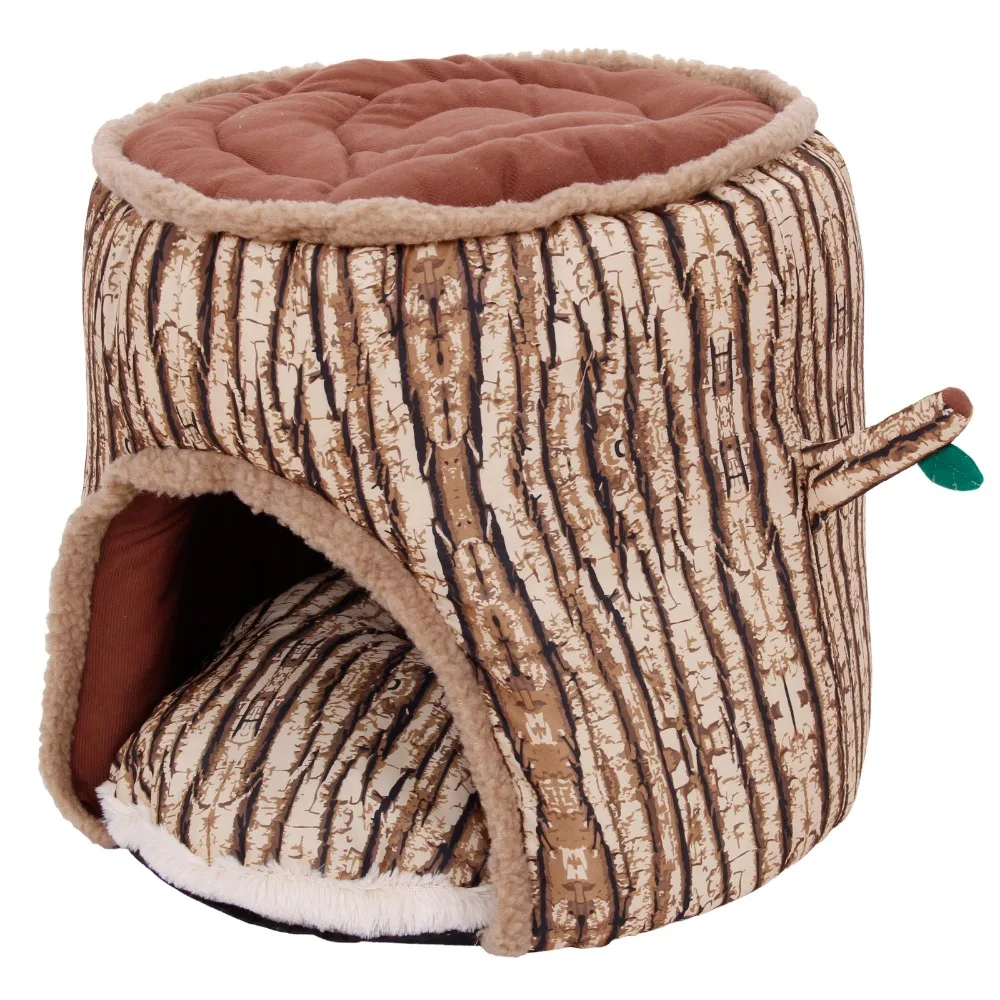 tree stump cat bed