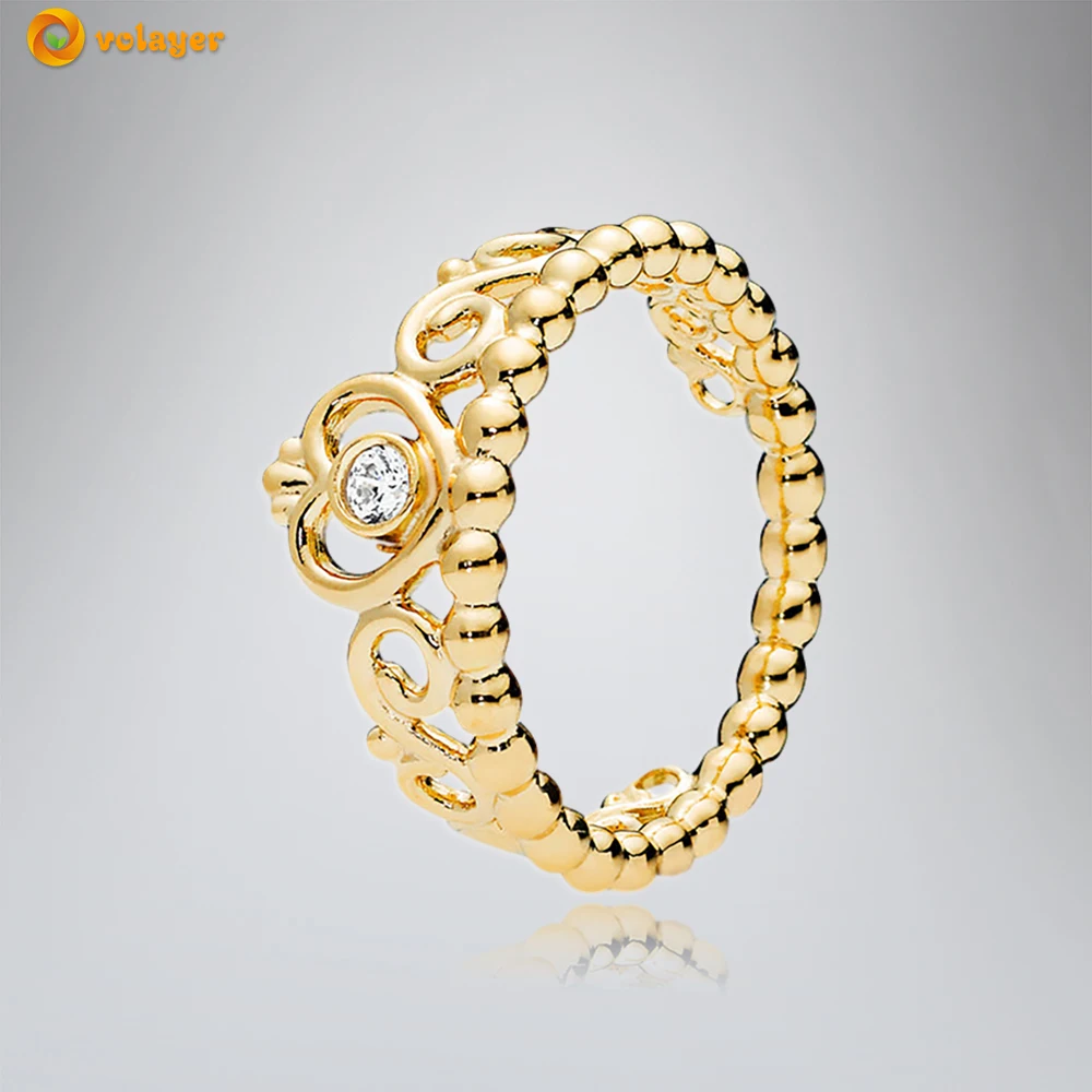 

Volayer 925 Sterling Silver Ring Princess Golden Crown Ring Original 925 Women Rings Ngagement Rings Women Jewelry Making