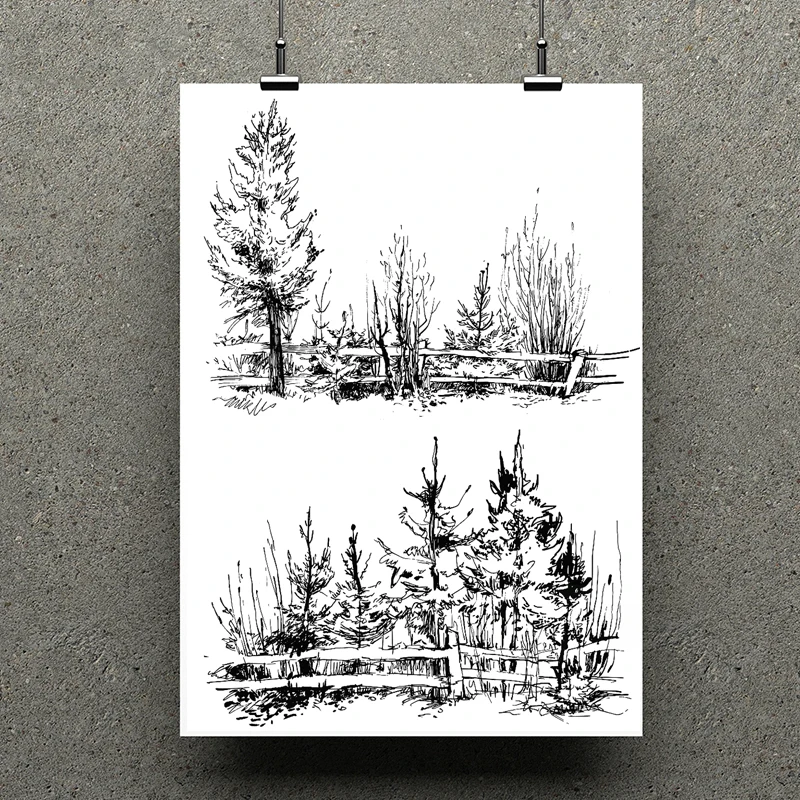 

AZSG Lines Style Trees Branch Clear Stamps For Scrapbooking DIY Clip Art /Card Making Decoration Silicone Stamps Crafts