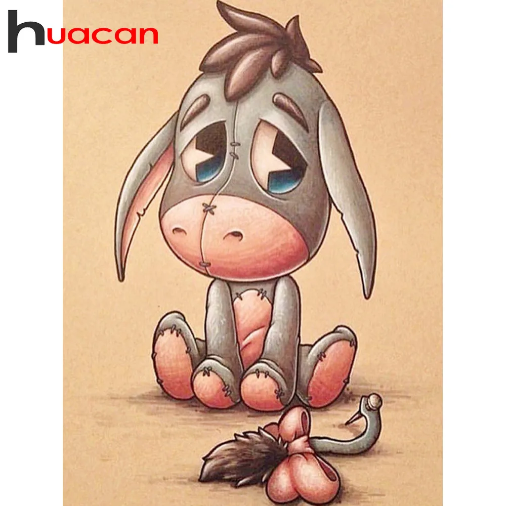 

Huacan 5d Diamond Painting Drill Square Animal Diamond Embroidery Full Display Diamond Mosaic Donkey Home Decoration