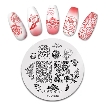 

PICT You Valentine's Day Nail Stamping Plates Rose Flower idea nail Art Stamp Template Design Stainless Steel Stencil Tools