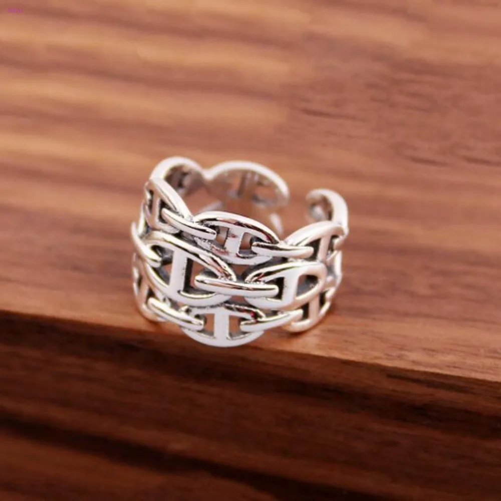 Тайское Серебро 925 пробы, мужское кольцо в носу свинки, модное ретро женское кольцо из стерлингового серебра s925 пробы, ретро многослойное тайское серебряное кольцо для мужчин