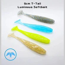 Queue de pagaie lumineuse en plastique TPE souple, appât artificiel Durable pour l'eau salée, 5 pièces/sac, 3.8g 9cm, 1 acheté 2 reçu 2 