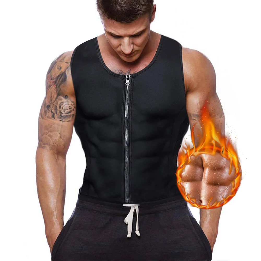 Mens Sauna Waist Trainer Corset Vest with Zipper for Weight Loss Hot Sweat Neoprene Body Shaper Gym Workout Compression Tank Top 5 10pcs durable vacuum storage bags for clothes pillows bedding blanket more space save compression travel hand pump seal zipper