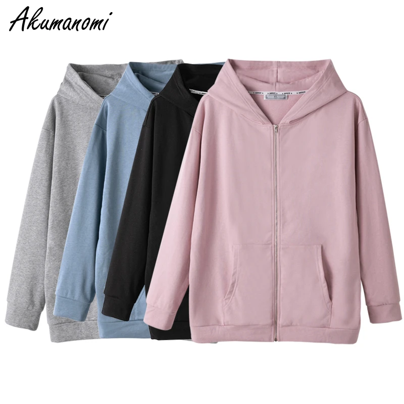 Pink Blue sweatshirt Women Zip Hoodie Oversize Vintage Korean Plus Size 7xl 6xl 5xl 4xl Women's Hoodies Sweatshirts With Zipper