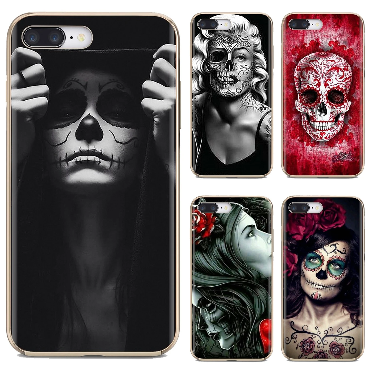 For Samsung Galaxy A10 A30 A40 A50 A60 A70 S6 Active Note 10 Plus Edge M30 Silicone Phone Case Sugar Skull pink Flowers Tattooed | Мобильные