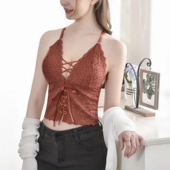 

Women Padded Floral Tank Tops Fashion Bras Bralette Sexy Lace Bras Wrapped Chest