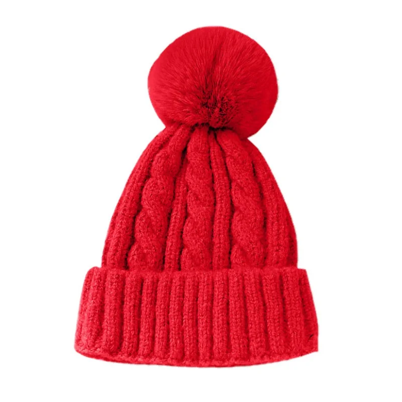R Winter Warm Fashion Stylish Kids Mom Cotton Family Matching Outfit Knitting Beanies Hats Knitted Wool Cap - Цвет: R