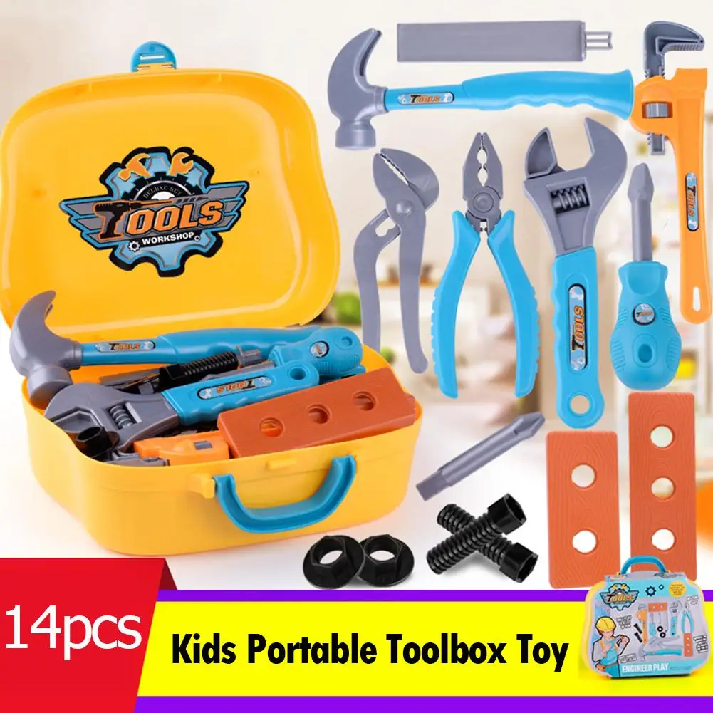 14 unids/set DIY juguete para juego de imitación herramienta de reparación de simulación de maleta destornillador desmontaje juguete educativo para los niños, niños, Niño,