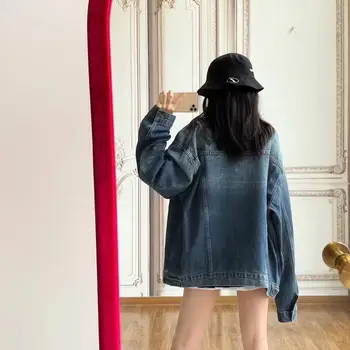 

2020 autumn and winter new washed denim letters denim jackets for men and women