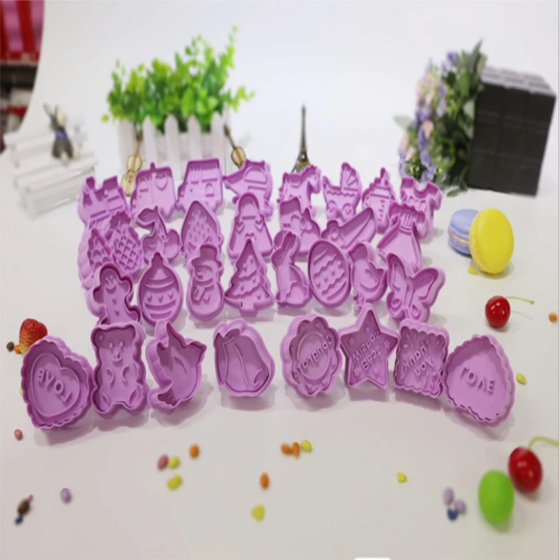 4 шт./компл. производитель штампов печенья 3D Снеговик животное Плунжер для резак