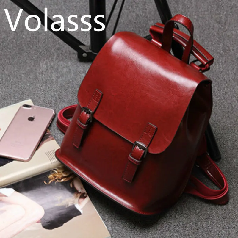 

2019 New Arrival High Quality Leather Backpack Women Lady Belts Preppy Style Handmade Leather Solid Backpack Mochila Mujer Pack