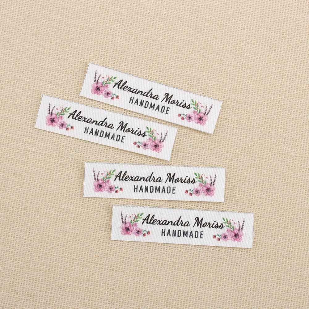 Clothing Labels 160pcs Ironing Labels or Text Personalized Brand Clothing Labels flowers Design Fabric tags