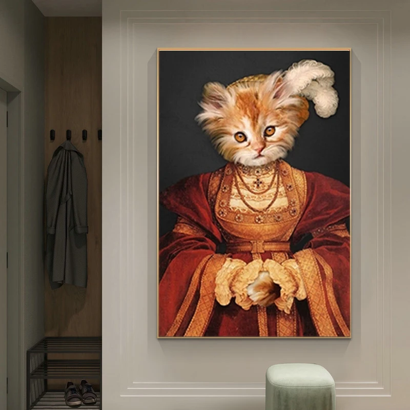 Винтажная Картина на холсте с изображением кота слона собаки головы животных