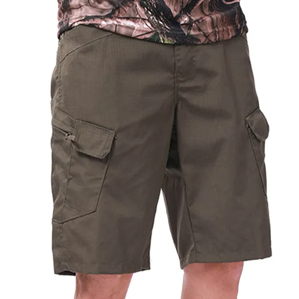 Мужские камуфляжные военные тактические мульти карманы быстросохнущие уличные шорты для мужчин Велоспорт Туризм Спорт Кемпинг Карго короткие брюки - Цвет: Зеленый