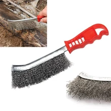 1Pc Wire Brush Stainless Steel Wire Brushe Rust Cleaner Clear Plastic Handle Iron Brush Hand Tools Brush Tools Accessories