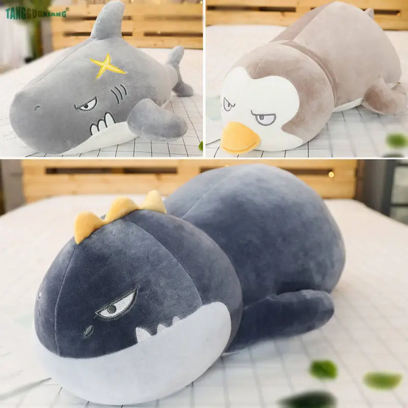 50-110 см плюшевая игрушка «Акула» подушка в виде пингвина морской океан животных уплотнения куклы ребенок сон партнер диван спинка детская игрушка подарок на день рождения