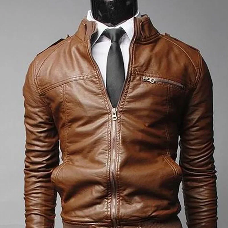 Men's Locomotive Coat  Jacket  Spring  Jacket Men 2020 Fashion  Leather Windbreaker Coats Motorcycle Leather  Motorcycle Jacket 1