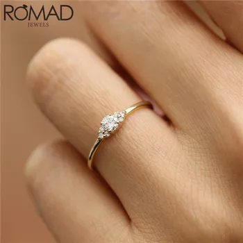

ROMAD Fashion Simple Crystal Rings for Women Female Chic Dainty Thin Rings Delicate CZ Zircon Wedding Rings Engagement Gifts