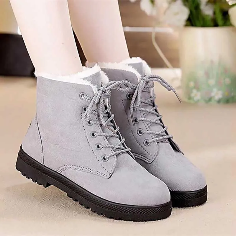 Обувь; женские ботинки; botas mujer invierno; коллекция года; chaussures femme; зимние ботинки на платформе; ботильоны на плоской подошве с круглым носком из плюша - Цвет: 2