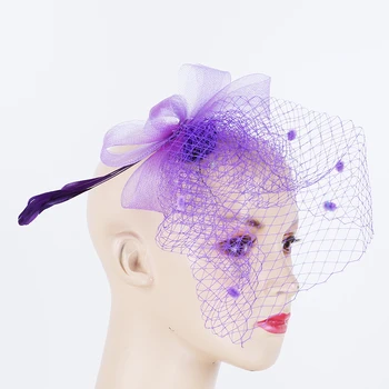 

Feather Satin Hair Clip Women Flower Mesh Ribbons Feathers Hat Headband or a Clip Cocktail Tea Party Headwewar For Girls