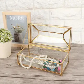 

2 Styles Tissue Paper Boxes Home Office Desktop Decoration Glass Jewelry Holder Extraction Tissue Box Storage Case Gold Color