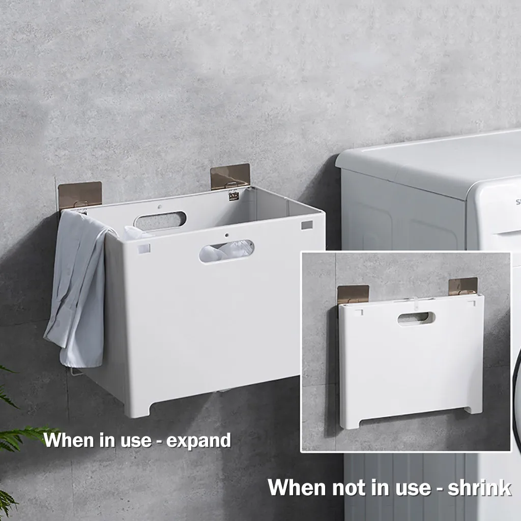 Foldable Laundry Basket Wall Hanging Laundry Storage Bathroom Organizer Punch Free Home Laundry Hamper Sorter Basket Large D2 Storage Baskets Aliexpress