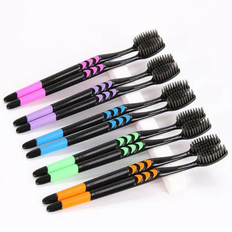 

New 10pcs Adult Children Toothbrush Black Soft Bristle Oral Care Cleaning Clean