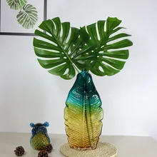Высокое качество листья ваза Террариум цветная стеклянная ваза домашний декор настольные декоративные вазы для цветов свадебное украшение лист