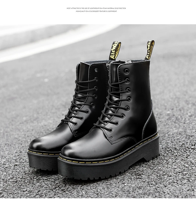 Martens Chelsea Boots Women Shoes New Black Leather Ankle Boots Women Punk Shoes Thick Bottom Platform Motorcycle Boots De Mujer Martens Chelsea Boots Women Shoes New Black Leather Ankle Boots Women Punk Shoes Thick Bottom Platform Motorcycle Boots De Mujer
