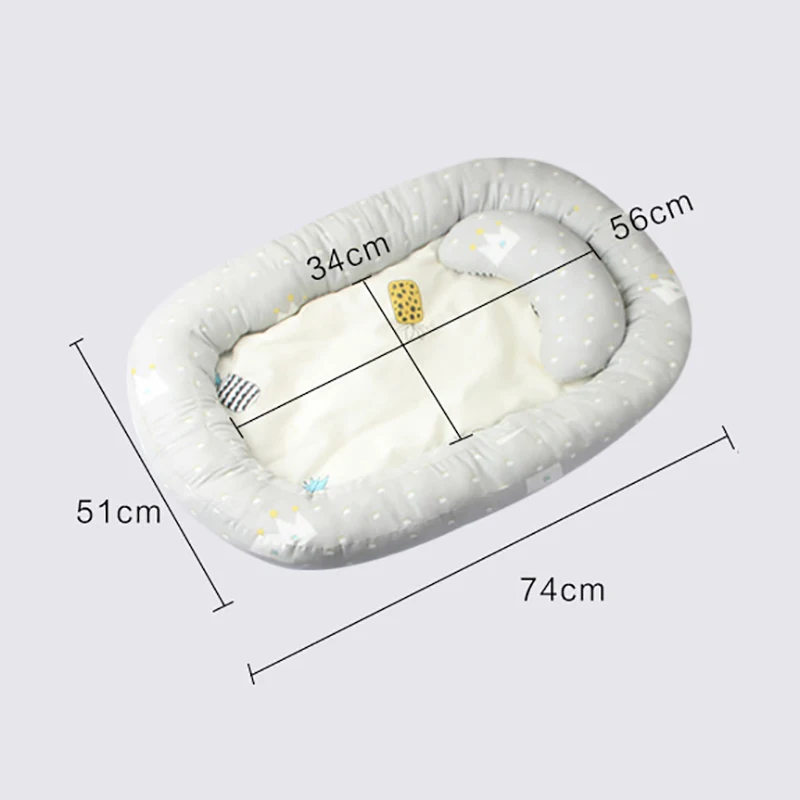 Lit de bébé portatif de 74*51cm berceaux Dot couffin de voyage pour 0-4M nouveau-né enfant en bas âge chaise longue respirante et nid de sommeil avec des oreillers