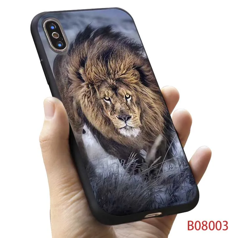 Для iPhone 11 11pro 11 pro max X XS MAX XR 7 8 6 6S plus 5s SE Мягкий силиконовый чехол для телефона Лев Альфа Мужской куб животное - Цвет: B08003