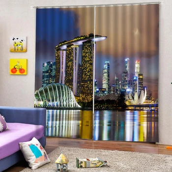 

Singapore landscape Luxury 3D Window Curtain living room Curtains blackout Tapestry Custom size cortinas para la sala