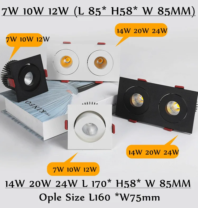 双头射灯led嵌入式长方形客厅无主灯斗胆灯吊顶暗装天花黑色筒灯-tmall_15