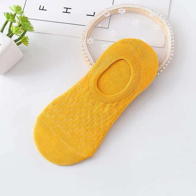 5 Pairs Of Ladies Silicone Non-slip Breathable Invisible Pure Cotton Solid Color Ankle Boots Socks Women Soft Slippers Socks 5Pairs