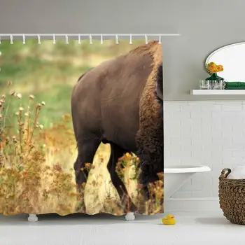 

Shower Curtain Collection by Bison Grass Field Nature Home Art Paintings Pictures for Bathroom