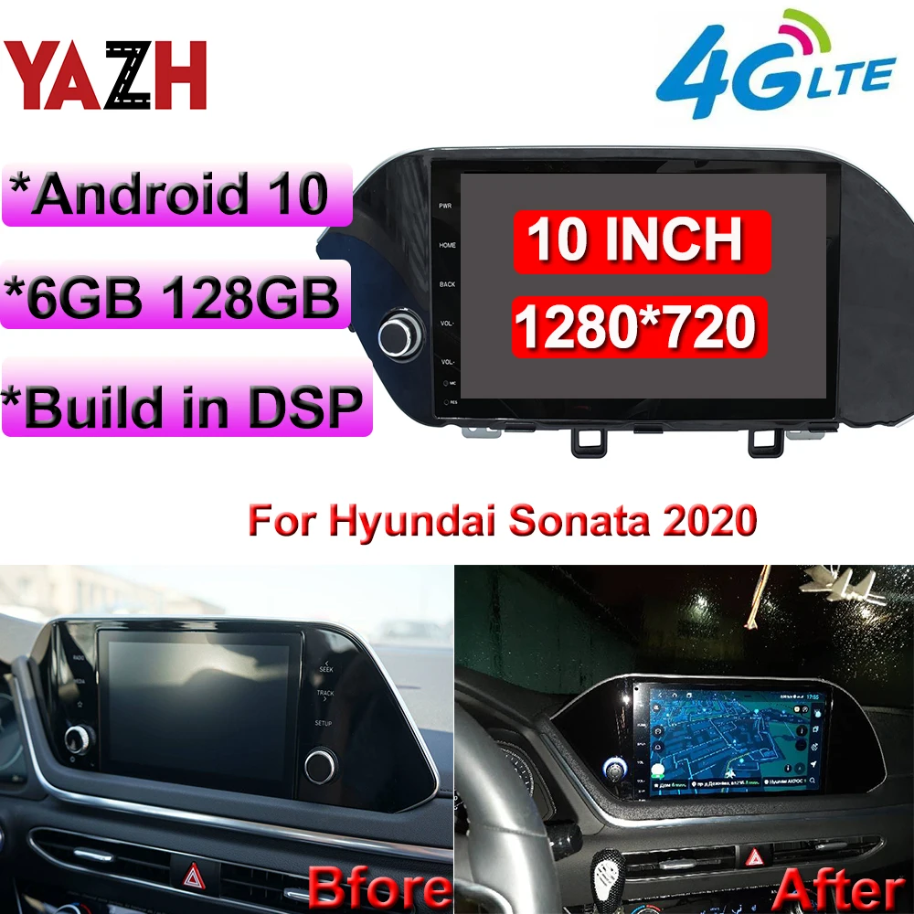 YAZH 6GB 128GB Multimedia For Hyundai Sonata 2020 Android 9.0 Car Radio Player With 10.1
