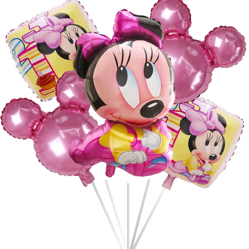 

5pcs Mickey Minnie Mouse Happy Birthday Decoration Balloon Helium Foil Balloons Baby 1st Birthday Party Globos Kids Toy Air Ball