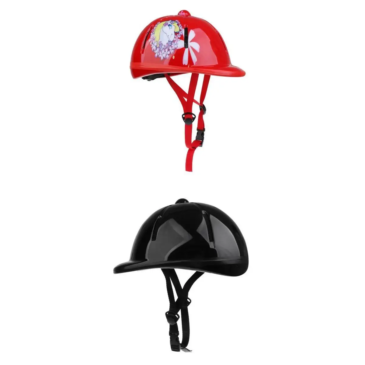 

2Pcs Children Kids Adjustable Horse Riding Hat/Helmet Head Protective Gear, Black+Red