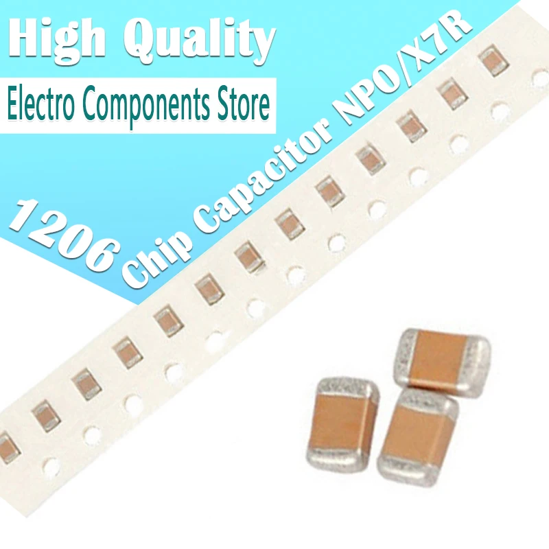 10 шт./лот 1206 SMD многослойный чип керамический конденсатор NPO X7R 5% 333k 472k 56pF 124k 22PF 330PF