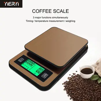 

High-precision LCD Timing Hand-washed Coffee Electronic Scale with Probe Digital Kitchen Scale Portable Food Weight 1KG / 0.1g