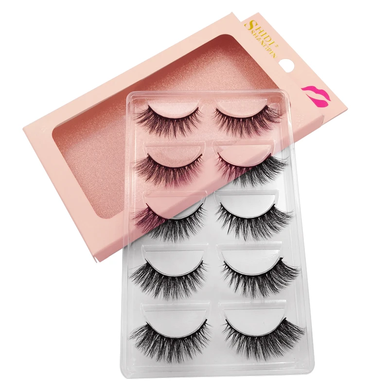 5 pairs 3d mink eyelashes natural hair long eyelashes dramatic makeup lashes fluffy eyelashes  winged false eyelashes