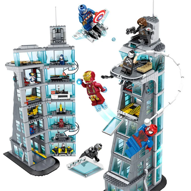 

7th Floor Building Superheroes Ironman with Legoinglys Marvel Avenger Tower Fit Avengers Gift Building Block Bricks Toys